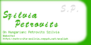 szilvia petrovits business card